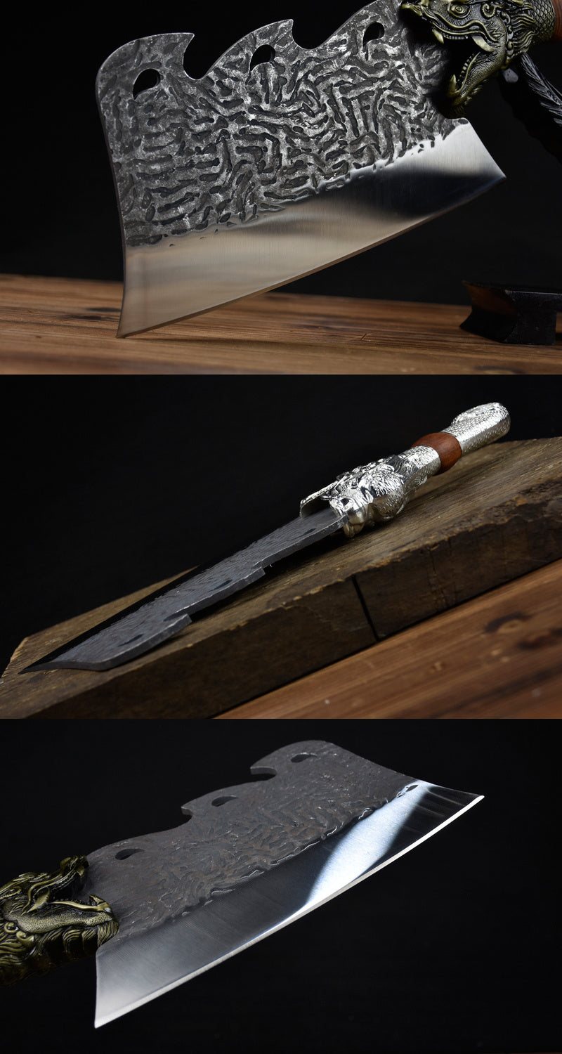 Jiaolong Bone Chopping Knife-Silver Equipment-Retro Equipment