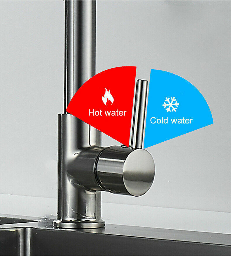 Modern Kitchen Pull Out Mixer Tap Dual Spout Spray Monobloc Sink Chrome Faucet