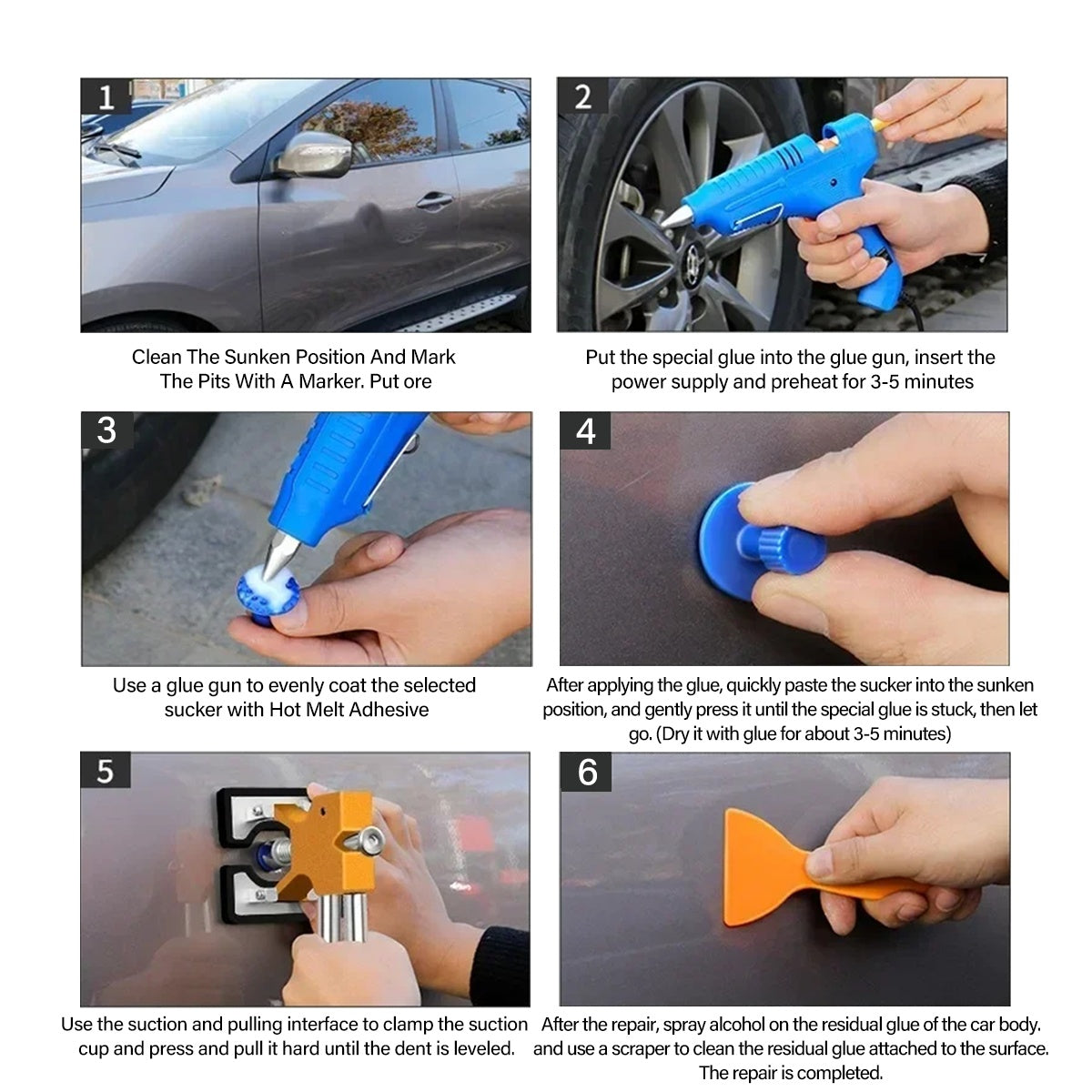 56pcs Car Paintless Kit Dent Puller Lifter Repair Removal Hail Gun Tool UK Plug
