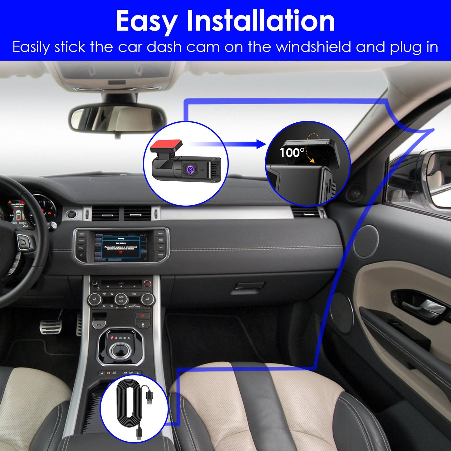 1Pc 2K HD Front Dash Cam For Car With IPS Screen Night Vision Loop Recording Included 32G Storage Card 140 Degree Wide Angle WiFi App Control Front Dashcam