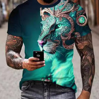 Fashion Personality Fierce Lion Printing 3d T-shirt Men