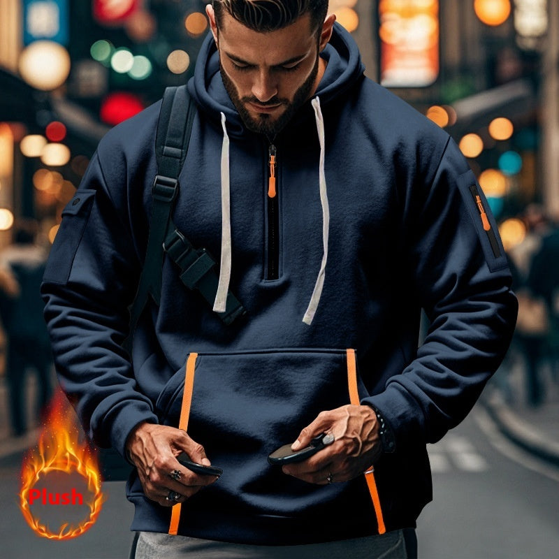 Men's Casual Multi-zipper Arm Pocket Sweatshirt