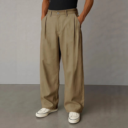 Mens Stylish Solid-color Casual Straight-leg Pants