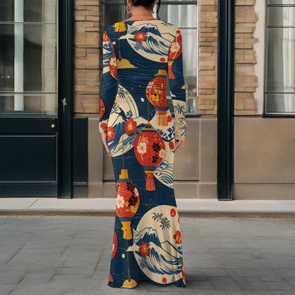Women's 2025 Summer Casual Long Dresses Off Shoulder Long Sleeve Dress