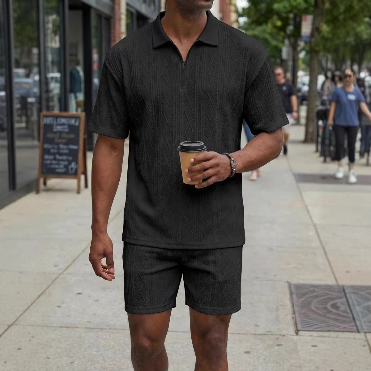 Men's Polo Shirt Casual Short-sleeved Shorts Sports Suit