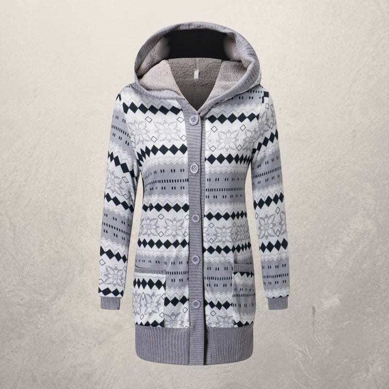 Hooded knitted cardigan