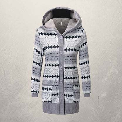 Hooded knitted cardigan