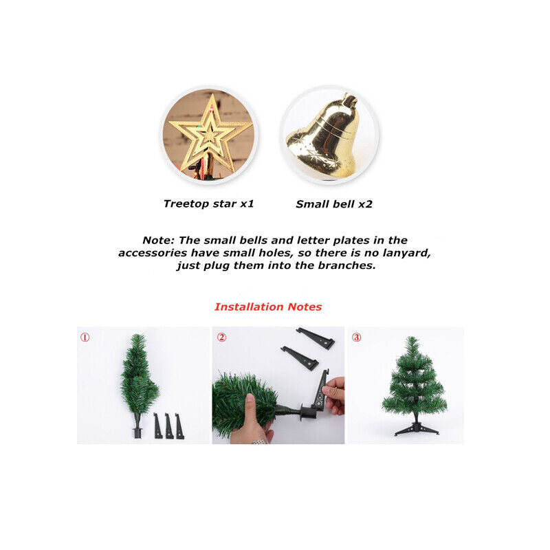 30  Long Tabletop Artificial Small Mini Christmas Tree W LED Lights Ornament