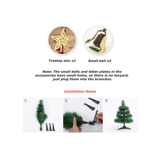 30  Long Tabletop Artificial Small Mini Christmas Tree W LED Lights Ornament