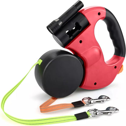 Retractable Lead Leash Double  Dual Doggie 2 Dog 50 Pounds For Pet