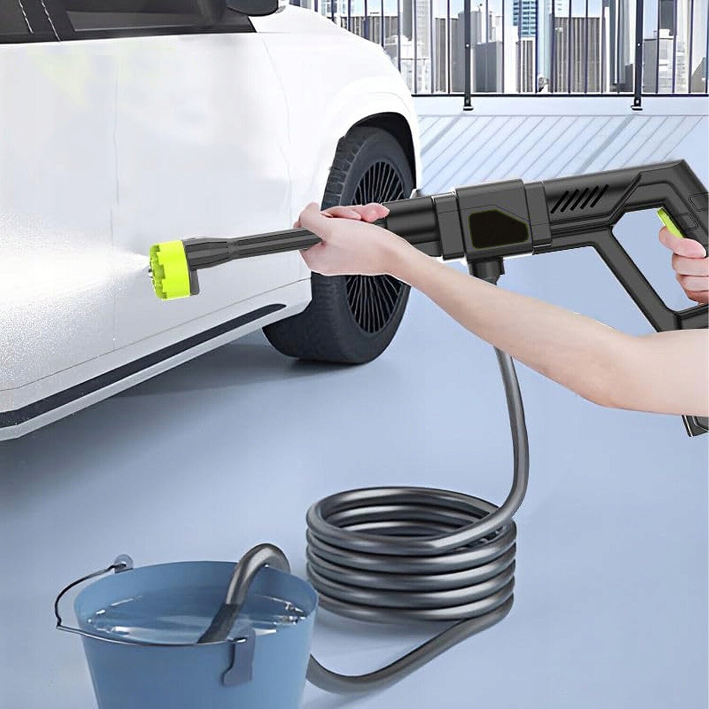 21V 6in1 Akku Hochdruckreiniger Auto Mobiler Druckreiniger Spritzpistole 30Bar