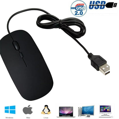 Ultra-Slim Optical Wired Scroll Wheel Mouse Mice For PC Laptop Notebook Desktop