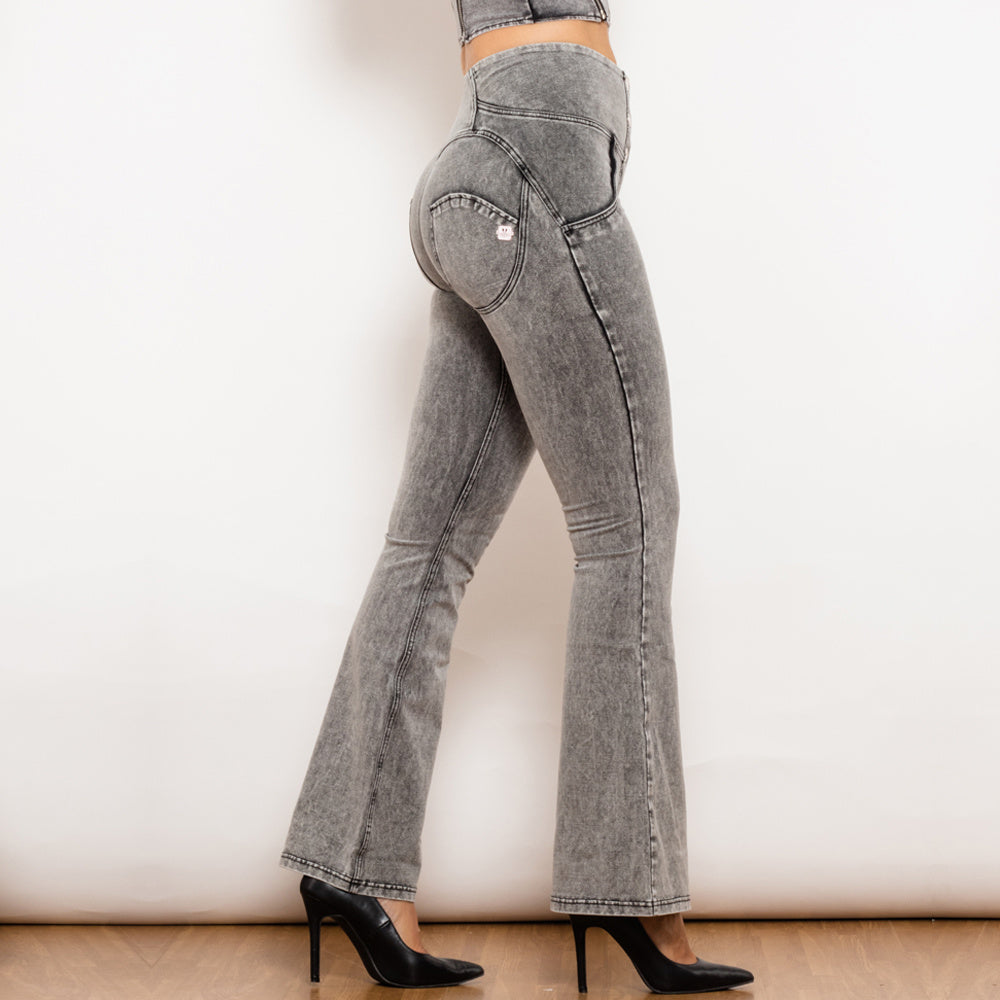 Shascullfites Melody Button Up Flared Jeans Butt Lift Jeans Push Up Jeans High Waisted Women's Denim Pants