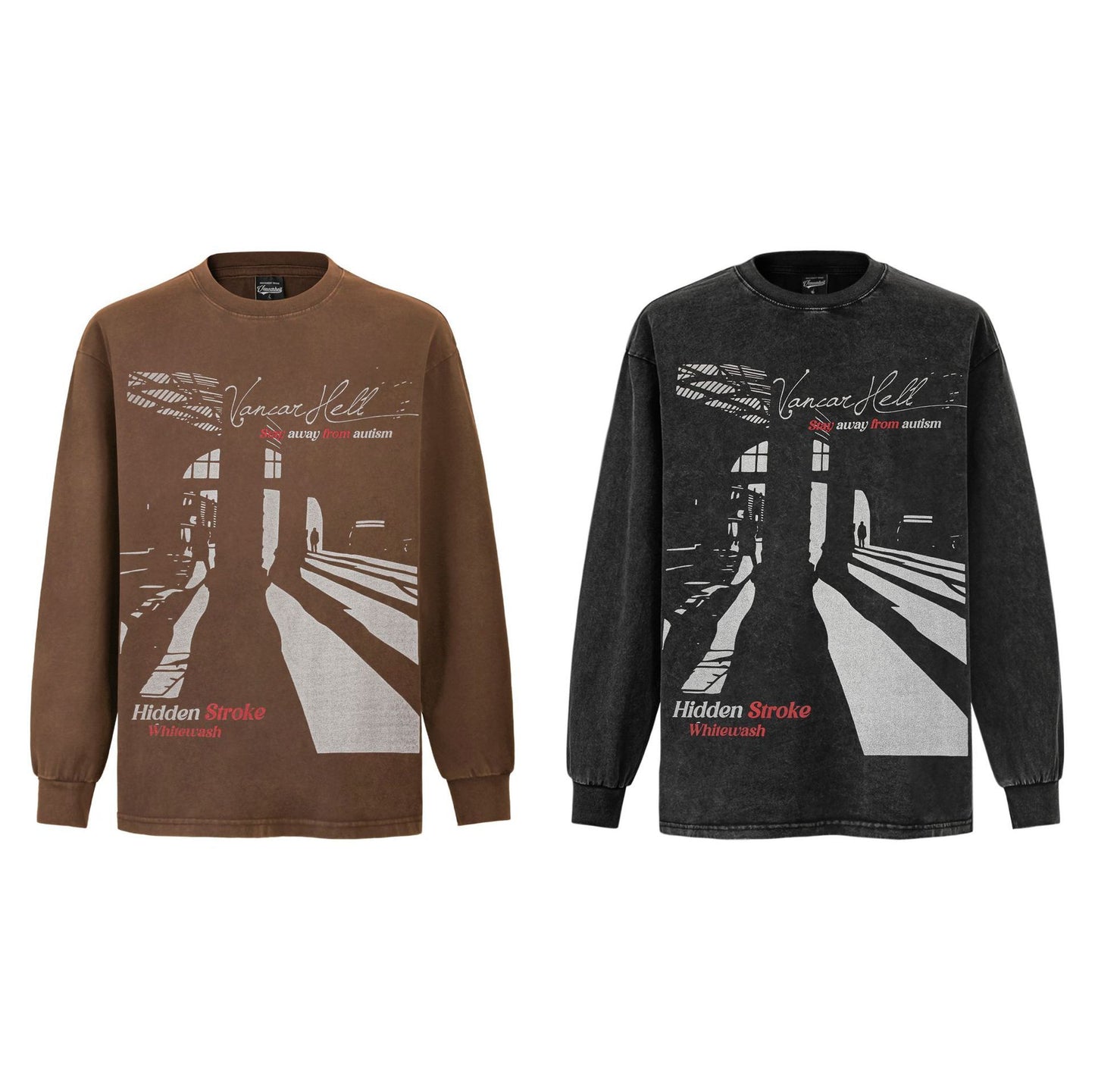 New Real Shot American Fashion Brand Printed Long Sleeve T-shirt