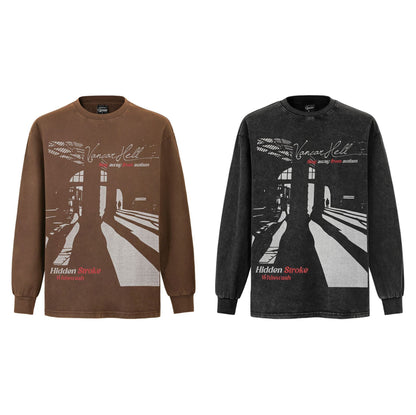 New Real Shot American Fashion Brand Printed Long Sleeve T-shirt