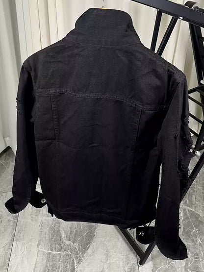 Mens Slim-Fit Black Ripped Beggar Jacket That Turns Heads On The Street