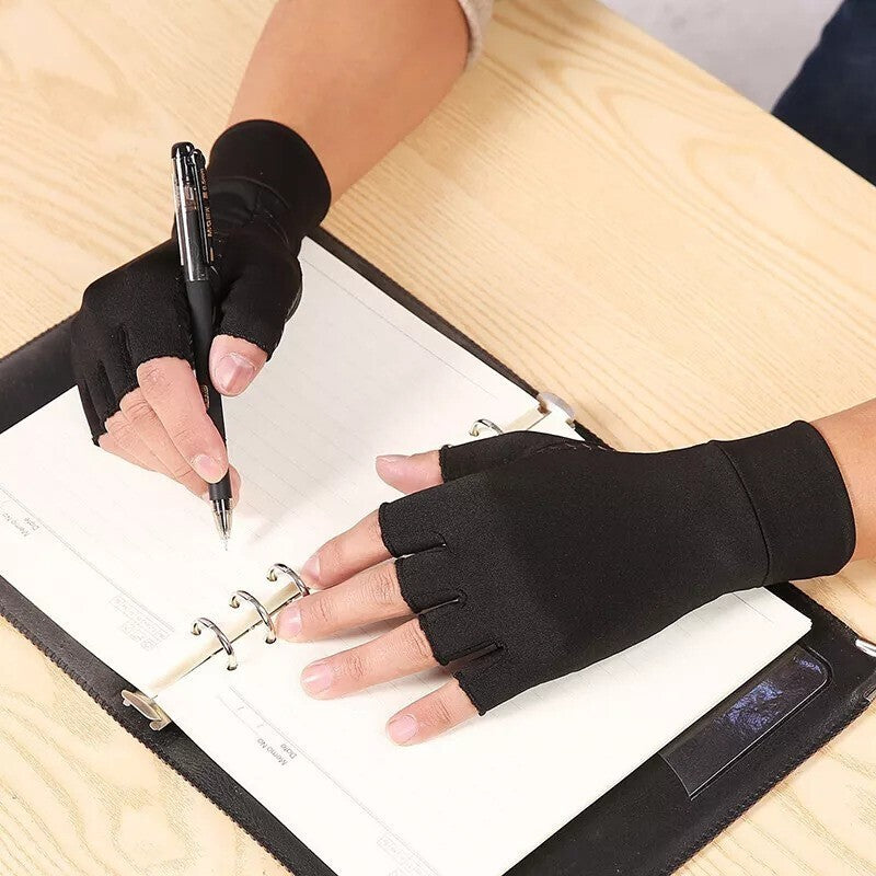 Anti Arthritis Fingerless Copper Compression Gloves Hand Support Pain Relief UK
