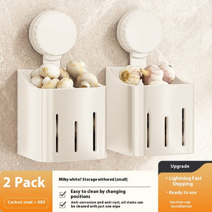 Onion, Ginger And Garlic Storage Box Wall-mounted Suction Cup Storage Rack