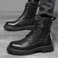 Worker Boot High Top British Style Thick Bottom Fleece-lined
