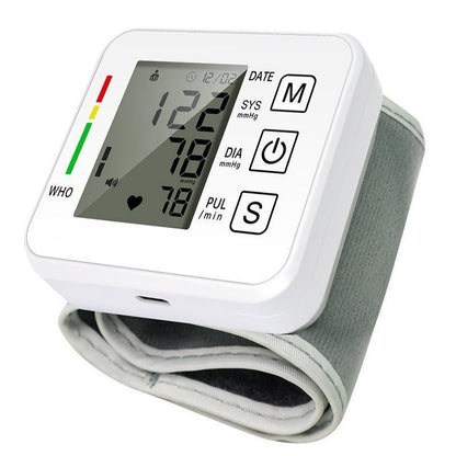 White Portable Blood Pressure Monitor With Integrated LCD Display - One-Key Operation, Irregular Heartbeat Detection