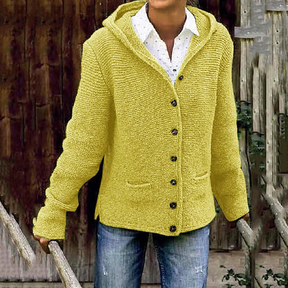 Hooded knitted cardigan