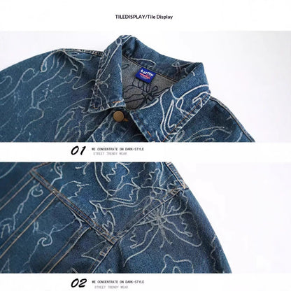 Japanese-style Vintage Washed Frayed-edge Distressed Denim Jacket