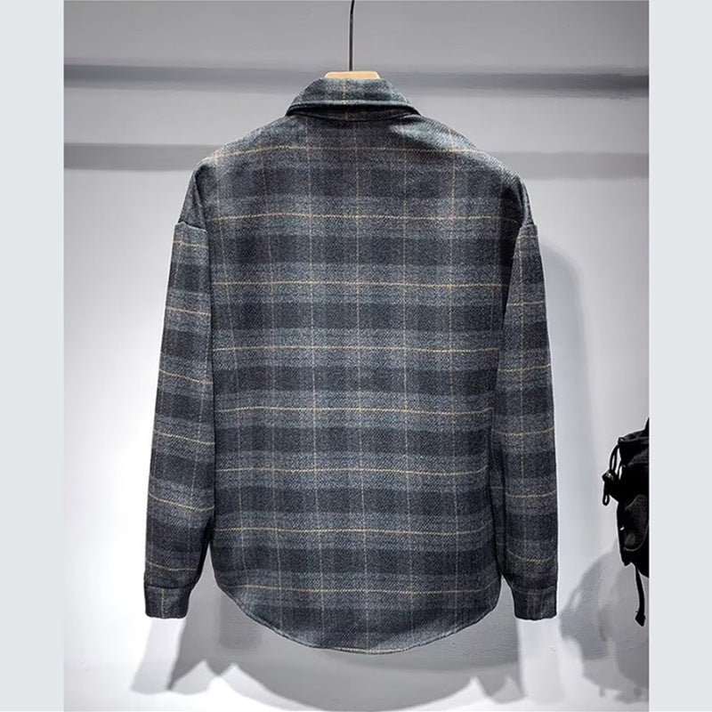 Men's Fashionable Lapel Casual Plaid Shirt