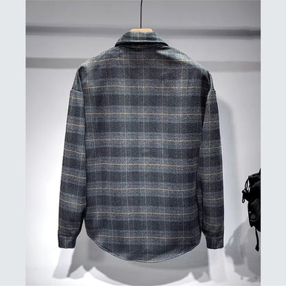 Men's Fashionable Lapel Casual Plaid Shirt