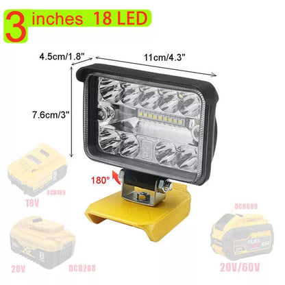 LED Work Light For 18V 20V Battery 6500K Cordless Flashlight With USB UK