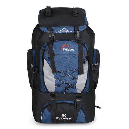 80L Extra Large Hiking Camping Backpack Rucksack Waterproof Travel Luggage Bag Blue
