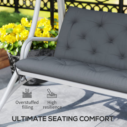 Outdoor Bench Cushion Tufted 3-Seater For Swing Chair Patio Sofa Dark Gray
