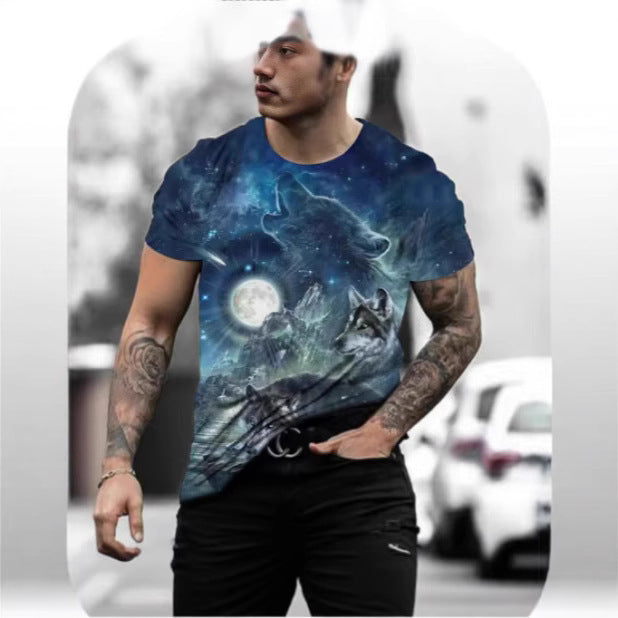 Retro 3D Animal Print Men's Short-sleeved T-shirt
