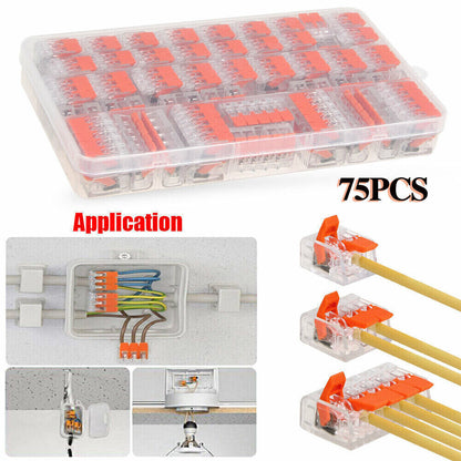 75x For Wago 221 Electrical Connectors Wire Block Clamp Terminal Cable Reusable