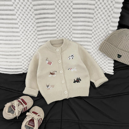 Embroidered Knitted Sweater Straight-leg Pants And A Romper