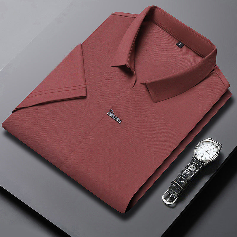Ice Silk Short Sleeve Men's Fashion Casual Lapel