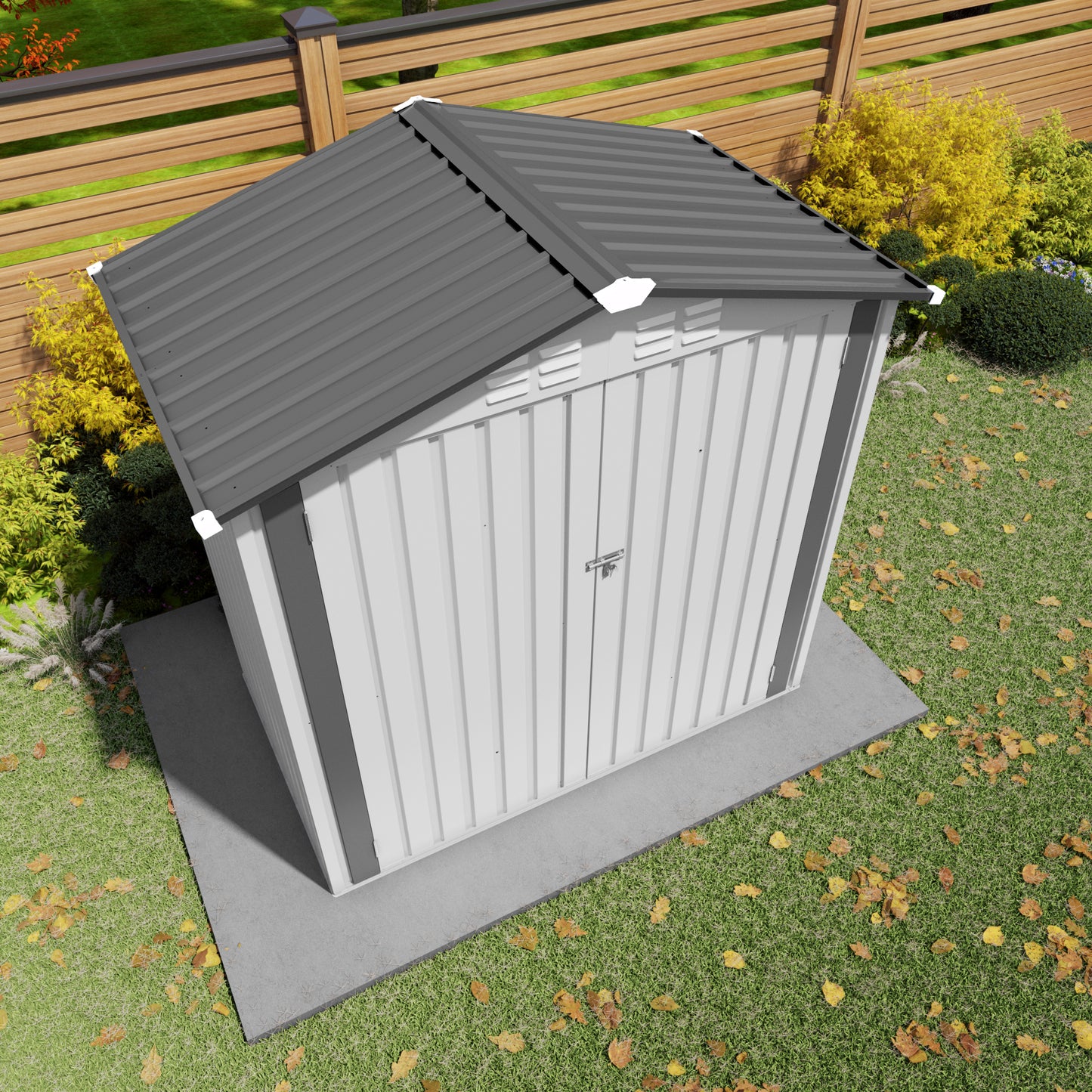 6X3.6FT Metal Storage Shed,Tool Shed With Peaked Roof Waterproof With Clear Window And Lockable Door Compact Tool Shed For Garden, Backyard,Patio,Sundries And Bike Storage, White