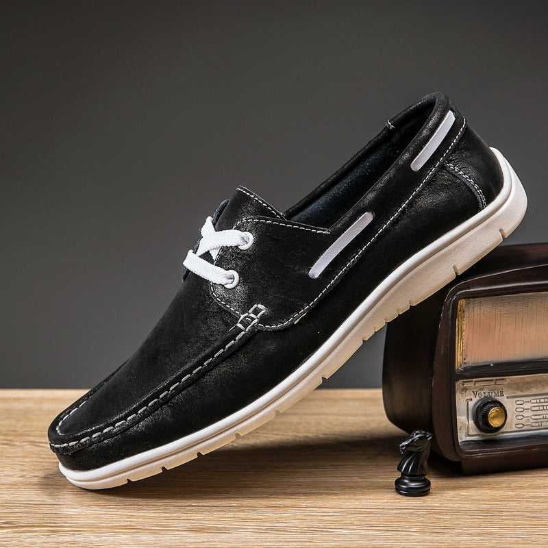 Men's Versatile Low Cut Frosted Cowhide Single Shoes