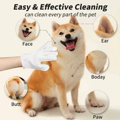 6 PCs napkins disposable gloves wash for animals (cats and dogs) gloves without rinsing washing gloves napkins deodorizing dry napkins wet cleaning