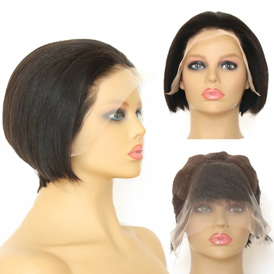 Free Shipping, Cheap Bob Peruvian Straight Human Lace Front Wigs for Black Women-2