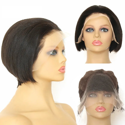 Free Shipping, Cheap Bob Peruvian Straight Human Lace Front Wigs for Black Women-2