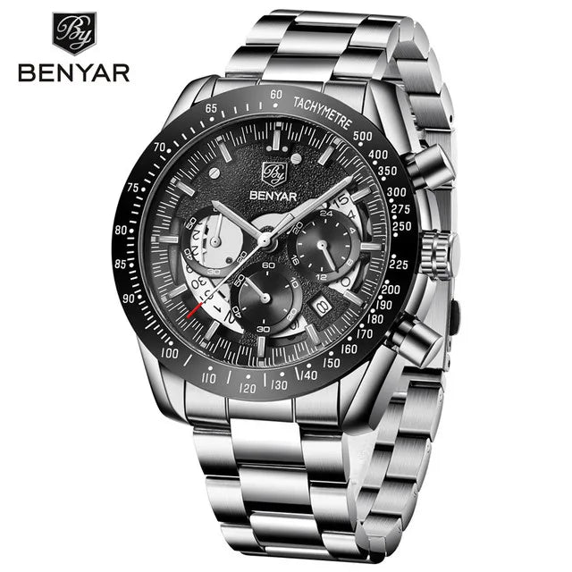 BENYAR Logo Watch 5120 Fashion Blue Genuine Leather Business Watches Men Wrist New Quartz Man Date Clock Relogio Masculino-13