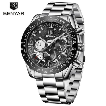 BENYAR Logo Watch 5120 Fashion Blue Genuine Leather Business Watches Men Wrist New Quartz Man Date Clock Relogio Masculino-13