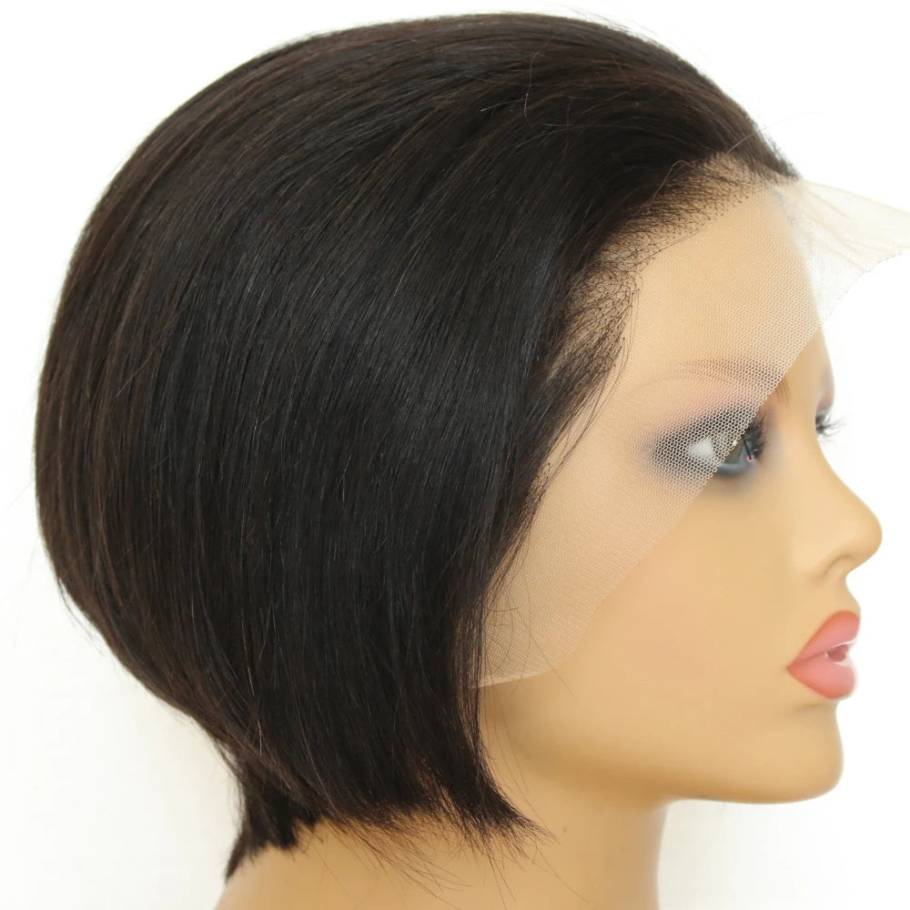 Free Shipping, Cheap Bob Peruvian Straight Human Lace Front Wigs for Black Women-6