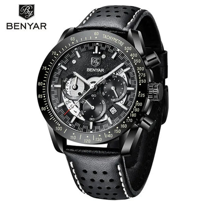BENYAR Logo Watch 5120 Fashion Blue Genuine Leather Business Watches Men Wrist New Quartz Man Date Clock Relogio Masculino-11