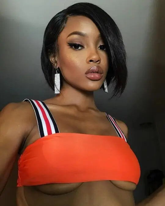 Free Shipping, Cheap Bob Peruvian Straight Human Lace Front Wigs for Black Women-1