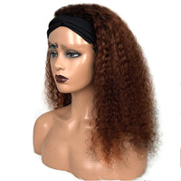 Natural Style Human Hair Jerry Curly Headband Wig-0