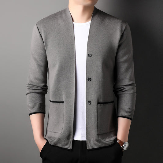 Simple Youth Fastener Decoration Sweater Coat