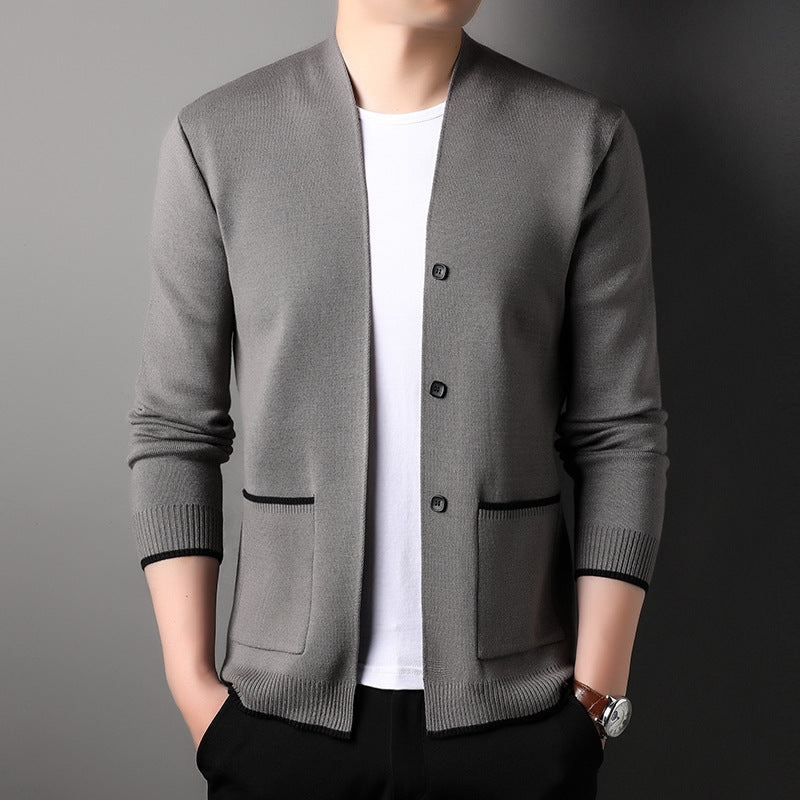 Simple Youth Fastener Decoration Sweater Coat