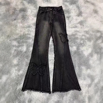 Fashion Elastic Plus Size Women's Denim Flared Pants
