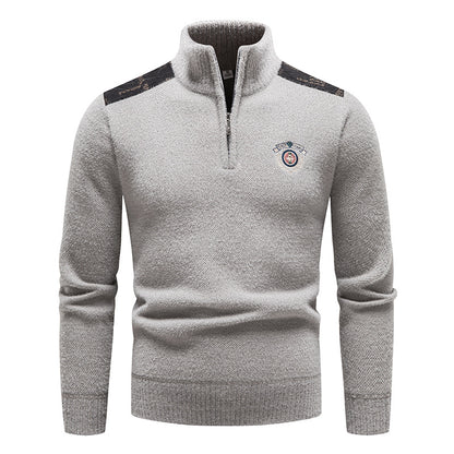 Velvet Stand Collar Thickened Men's Clothing Sweater